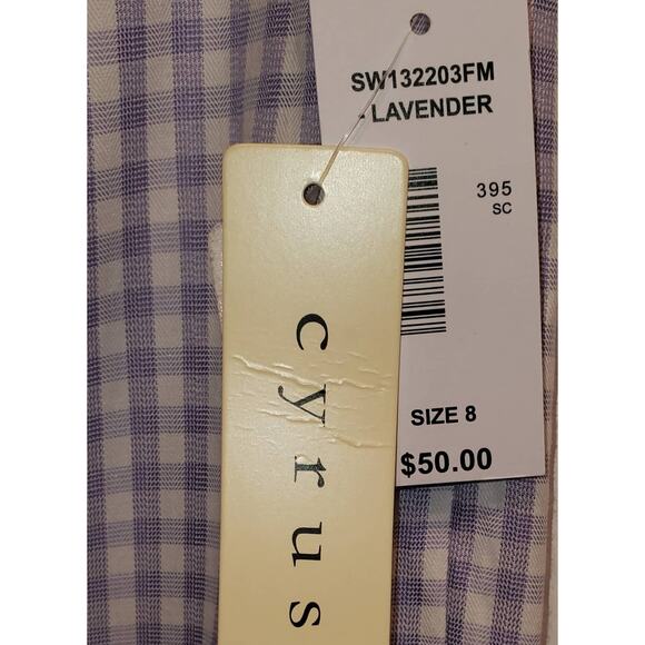 CYRUS Purple and White Gingham Plaid High Rise Cropped Pants Plus Size 8 - Picture 4 of 5